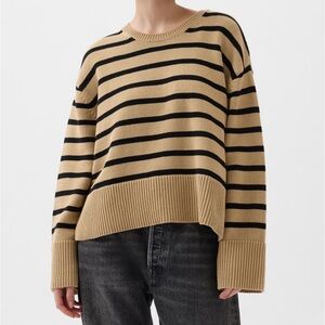 NWOT Split-Hem Shrunken Striped Sweater, 100% Cotton